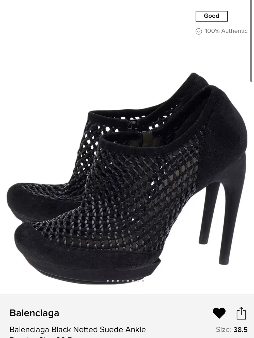 New Balenciaga Black Woven Suede High-Heel Booties